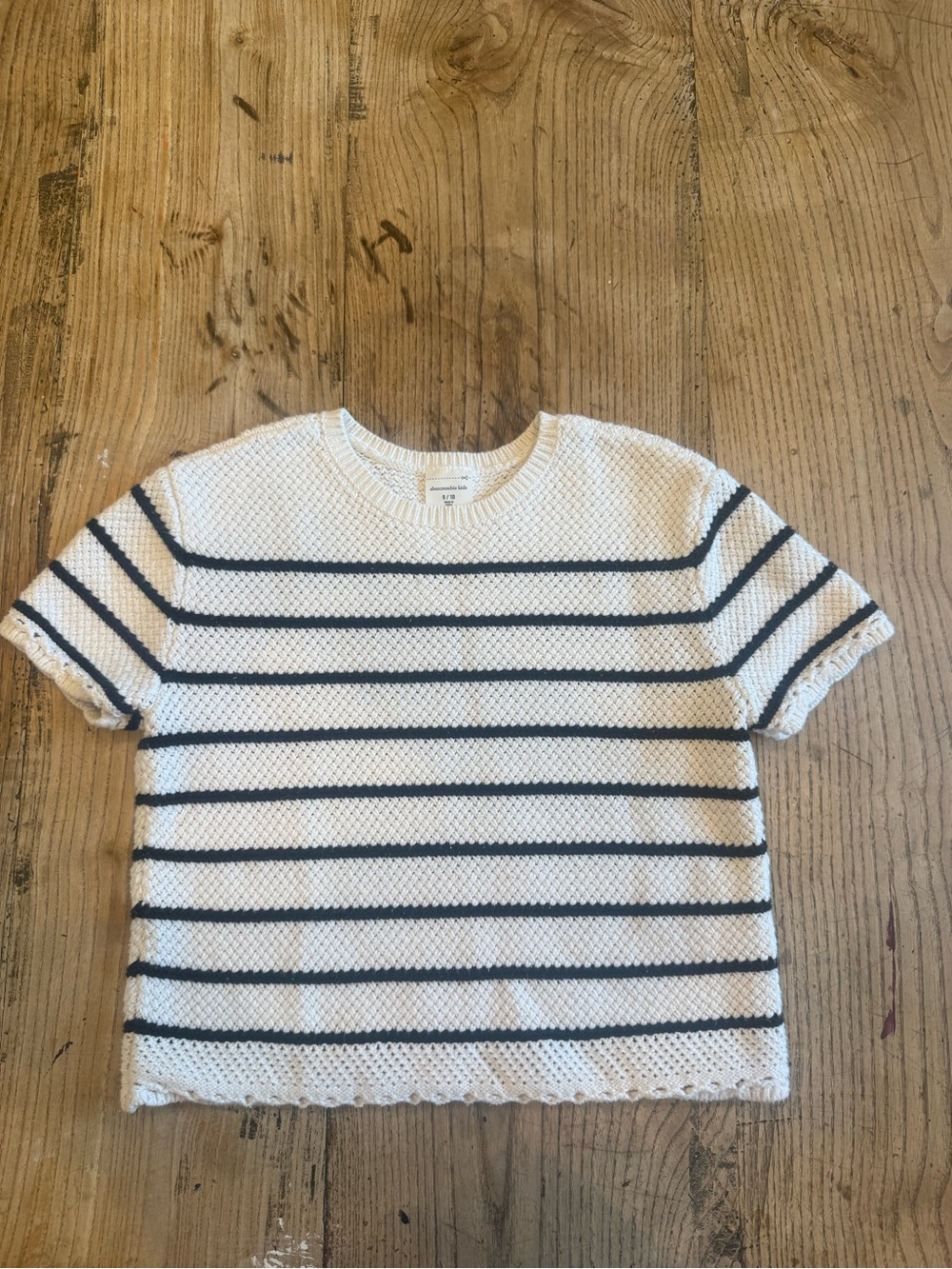 Abercrombie Kids Girls' Short-Sleeve Striped Knit Top - White & black